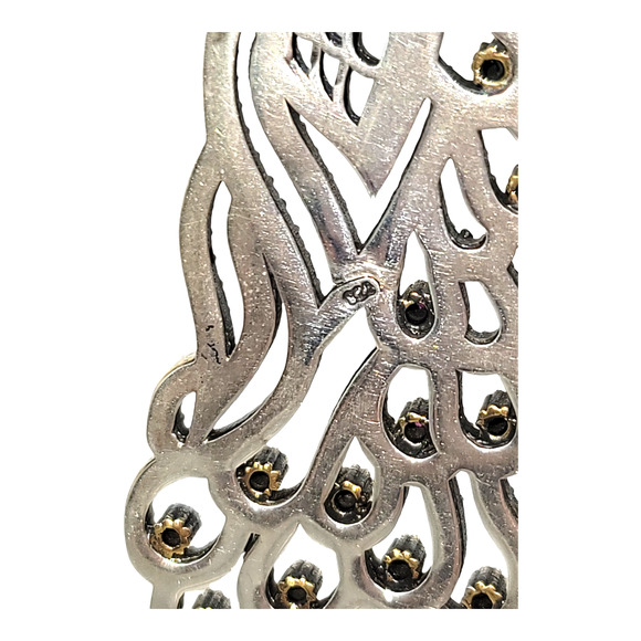 EMERALD RUBY ZIRCON PEACOCK PENDANT 925 18" - Picture 9 of 11